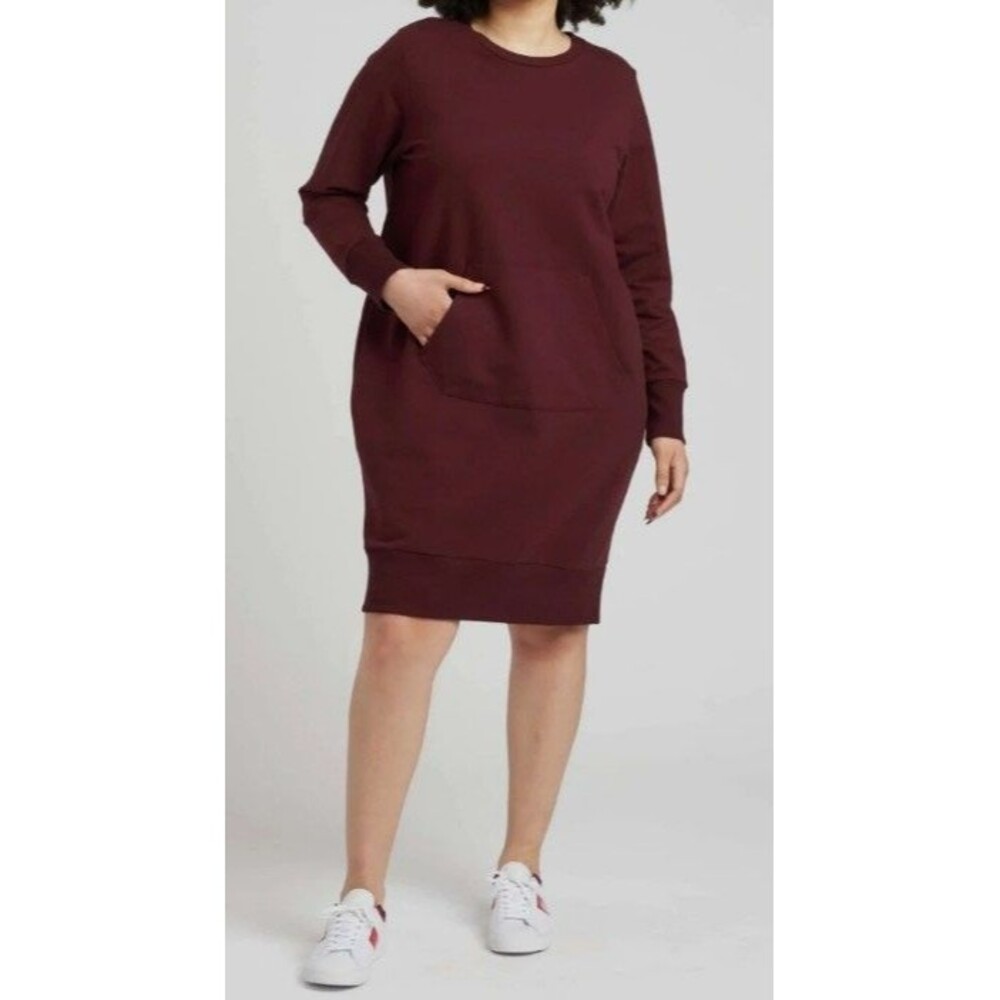 NWT Universal Standard sz L Bree Sweatshirt Dress Black Cherry Color Comfy Cozy
